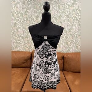 Y2K Black & White Strapless Top | Size M